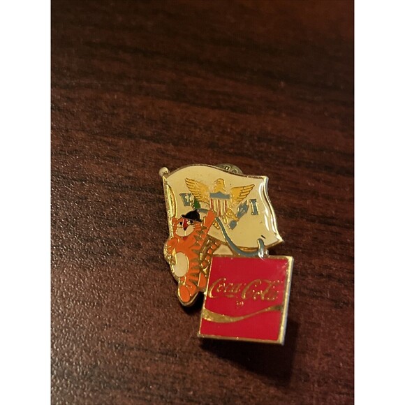 1988 Seoul Olympics Coca‎ Cola Hodori Tiger US Virgin Islands Flag Lapel Pin - Picture 1 of 3